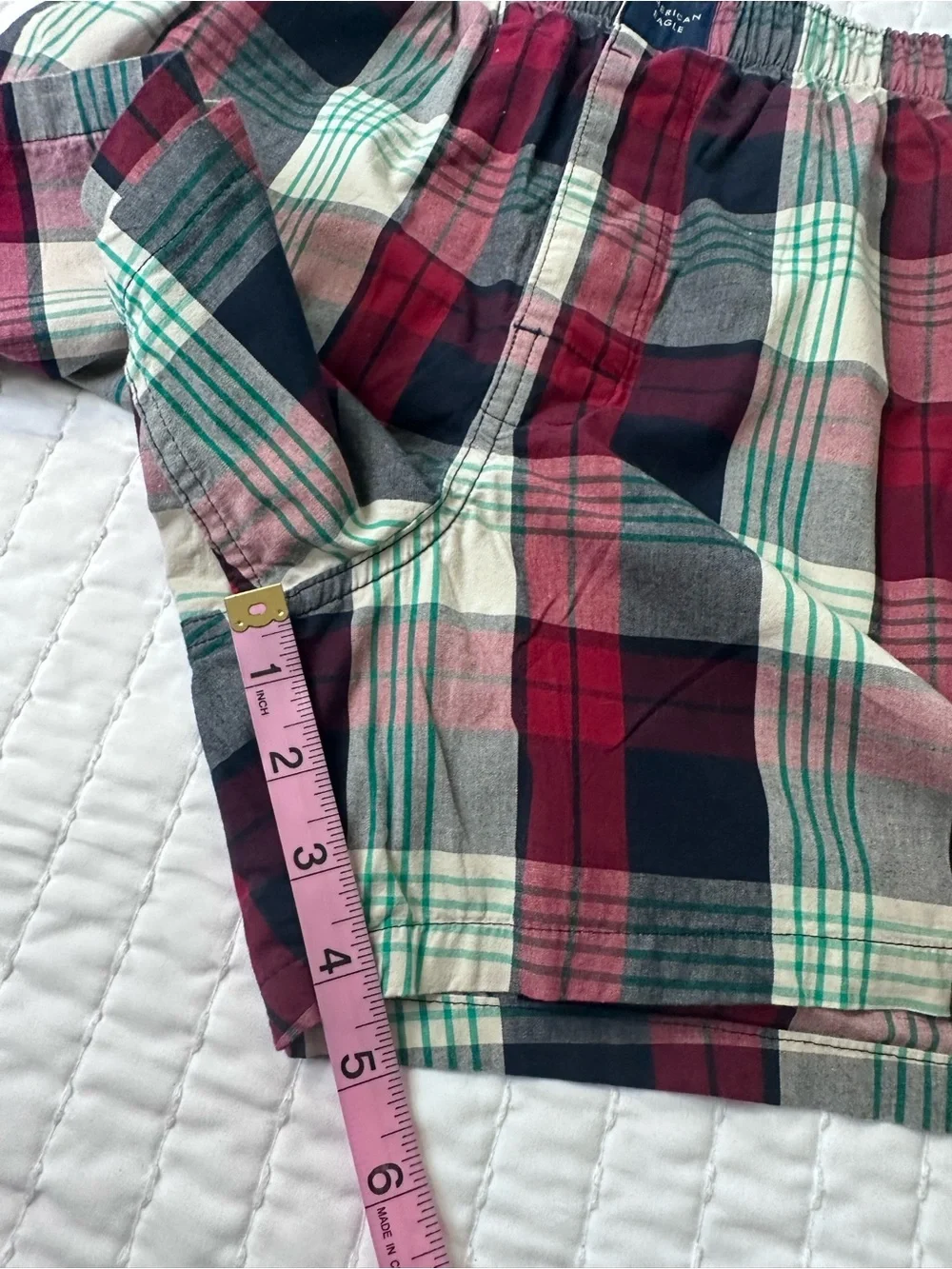 American Eagle Outfitters Stretch Plaid Classic Navy Boxers Short Sz S/P 29-31